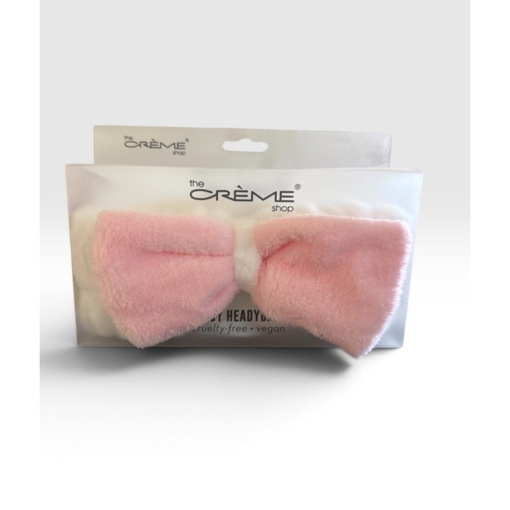 The Creme Shop 3D Plush Spa Pink and White Teddy Heady Bow Headband NIB